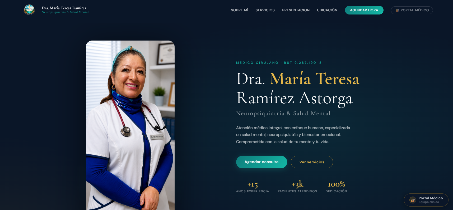 Captura del sitio de Dra. María Teresa Ramírez